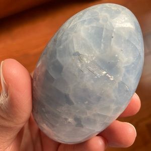 Blue Calcite Palm Stone Crystal